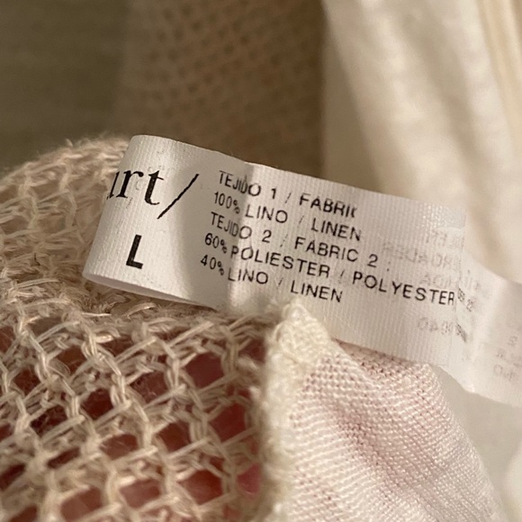 Anthro Sita Murt Linen Blend Open Weave Crochet Back 3/4 Sleeve Draped Cardigan - Picture 11 of 12